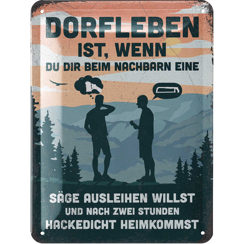 Blechschild Dorfleben