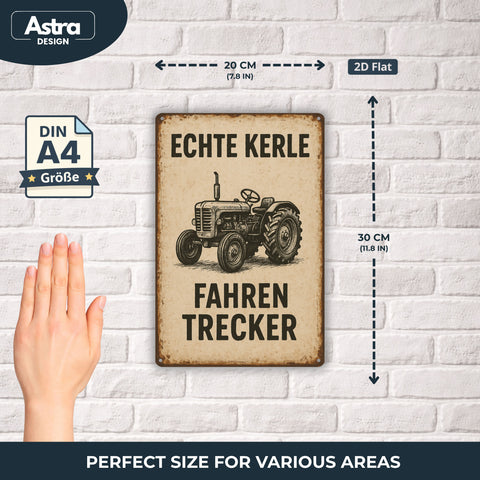 AstraDesign® Schild Echte Kerle fahren Trecker Blechschild - 20x30cm