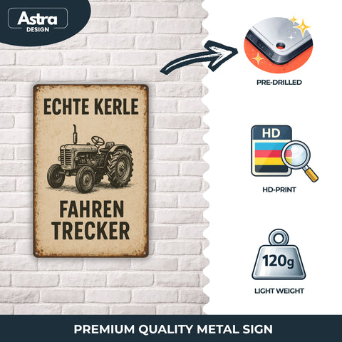 AstraDesign® Schild Echte Kerle fahren Trecker Blechschild - 20x30cm