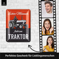 Blechschild Männer fahren Traktor