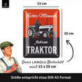 Blechschild Männer fahren Traktor