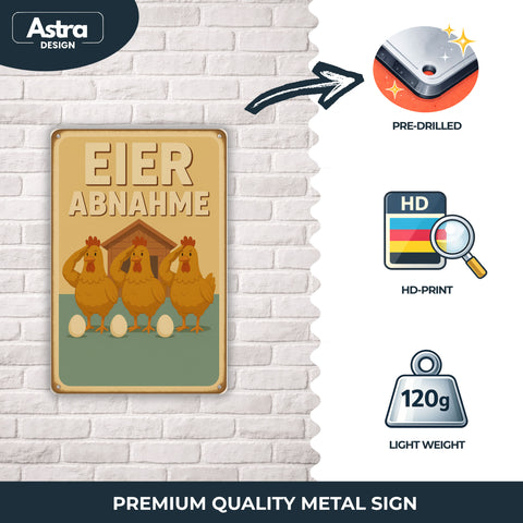 Eier Abnahme Blechschild - 20x30cm