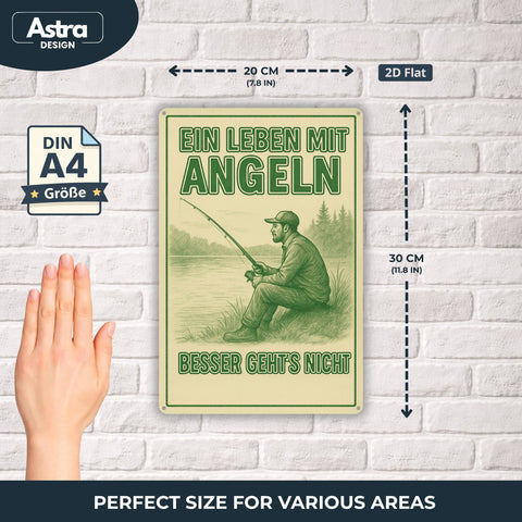 Ein Leben mit Angeln Blechschild - 20x30cm