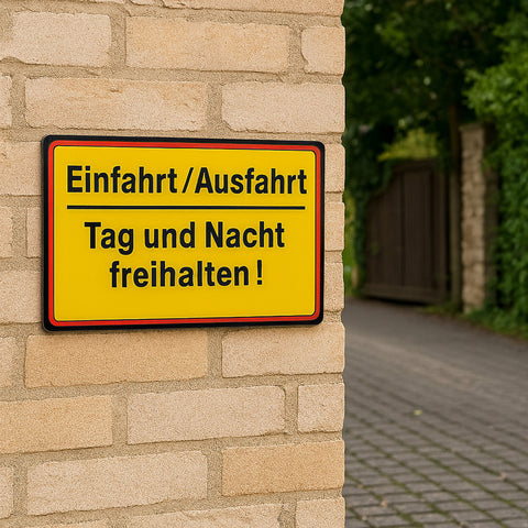Einfahrt / Ausfahrt Blechschild Gelb - 20x30cm