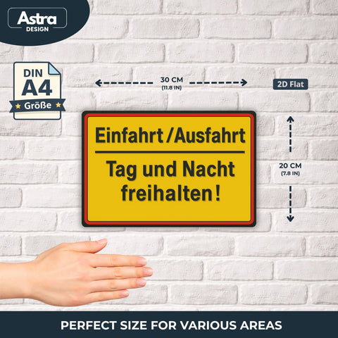 Einfahrt / Ausfahrt Blechschild Gelb - 20x30cm