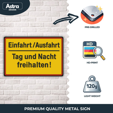 Einfahrt / Ausfahrt Blechschild Gelb - 20x30cm