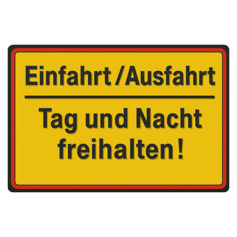 Einfahrt / Ausfahrt Blechschild Gelb - 20x30cm