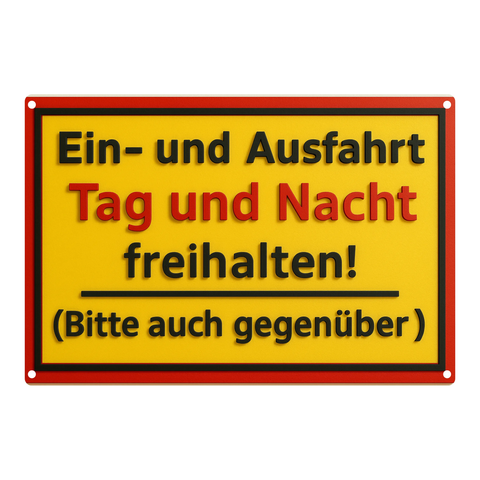 Blechschild Einfahrt und Ausfahrt