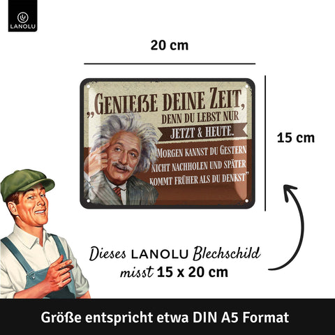 Blechschild Einstein Genieße deine Zeit
