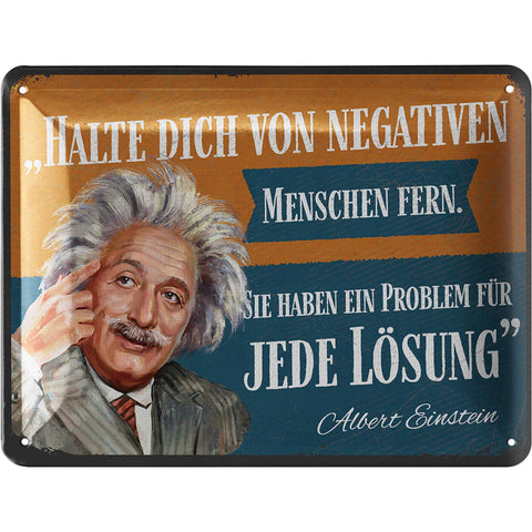 Blechschild Einstein negative Menschen