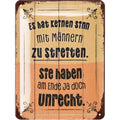 Blechschild Mit Männern streiten