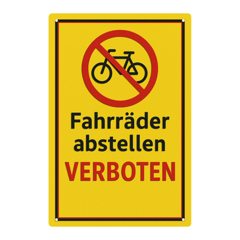 Blechschild Fahrräder abstellen