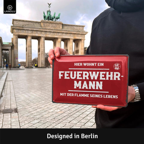 Blechschild Hier wohnt ein Feuerwehrmann