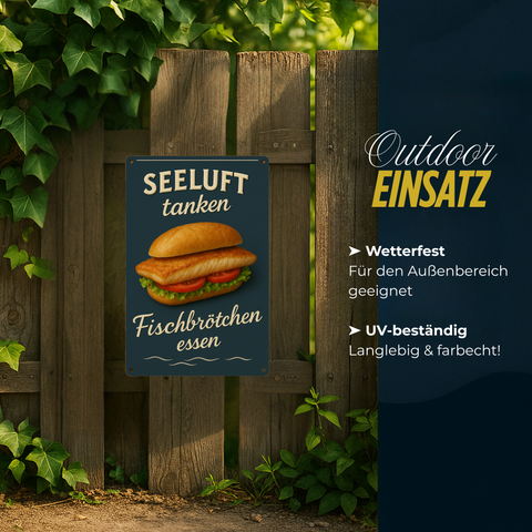 Fischbrötchen essen Blechschild