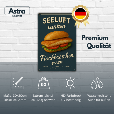 Fischbrötchen essen Blechschild