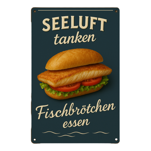 Fischbrötchen essen Blechschild