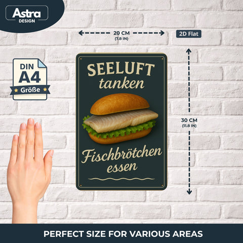 Fischbrötchen Blechschild Seeluft tanken - 20x30cm