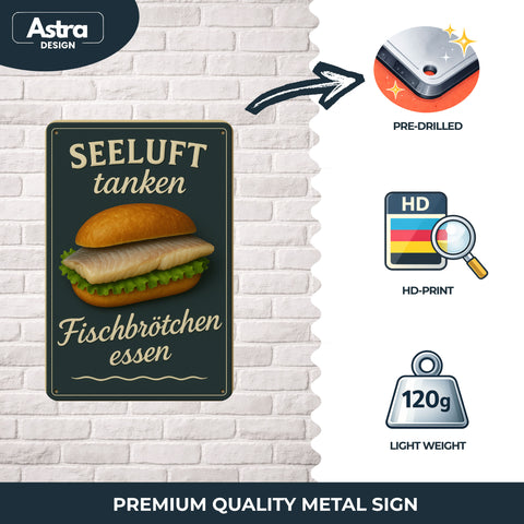 Fischbrötchen Blechschild Seeluft tanken - 20x30cm