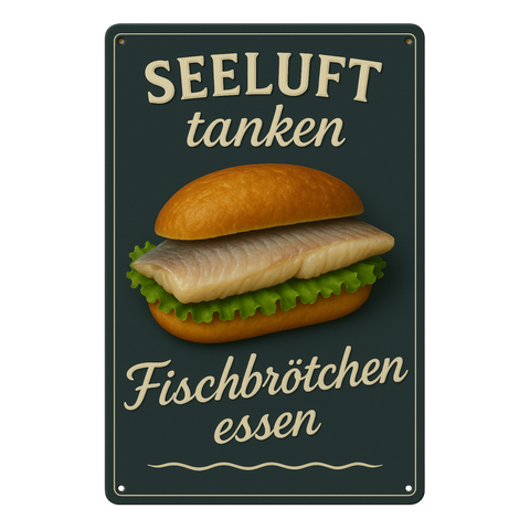 Fischbrötchen essen Blechschild