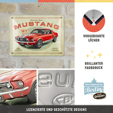 Ford Mustang - GT 1967 Red Blechschild