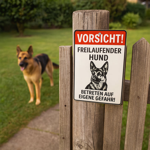 Vorsicht freilaufender Hund Blechschild