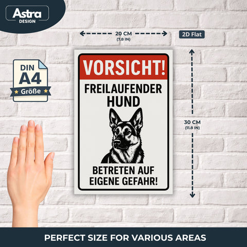 Vorsicht freilaufender Hund Blechschild - 20x30cm
