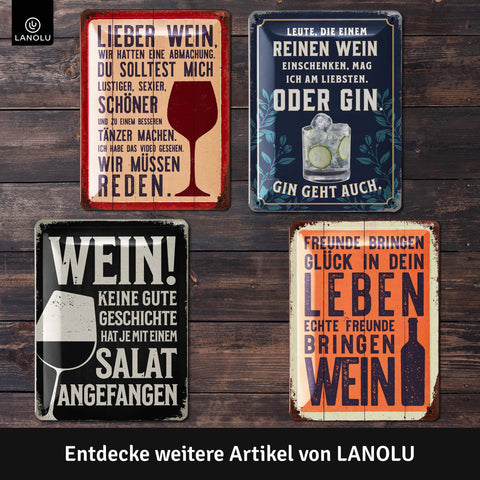 Blechschild Freunde bringen Wein