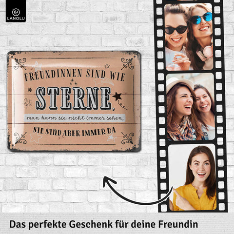 Blechschild Freundinnen sind wie Sterne