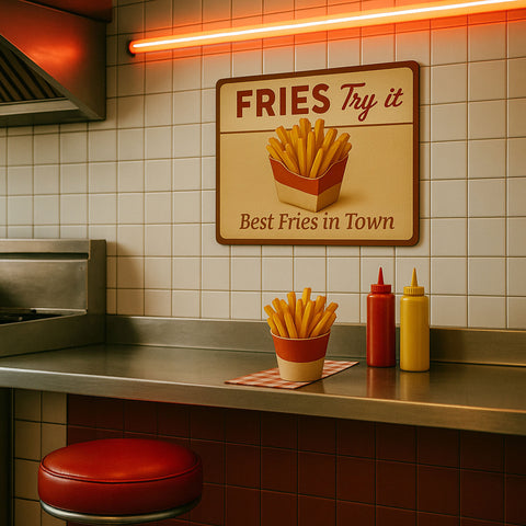 Best Fries in Town Blechschild Gelb - 20x30cm