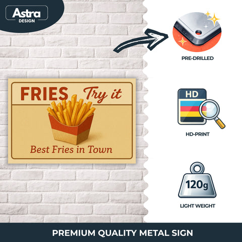 Best Fries in Town Blechschild Gelb - 20x30cm