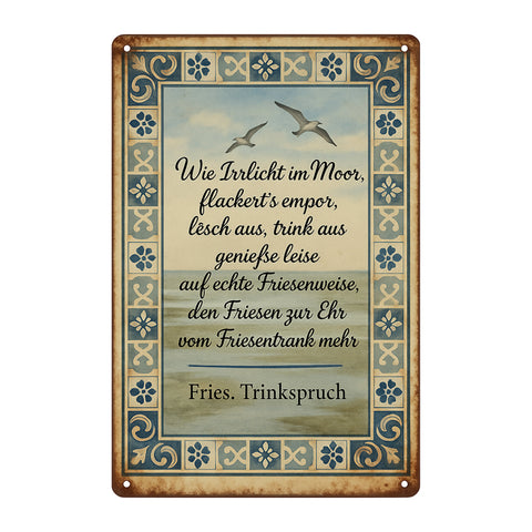 Friesen Trinkspruch Blechschild - 20x30cm