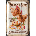 Blechschild Frische Eier Von Glücklichen Hühnern