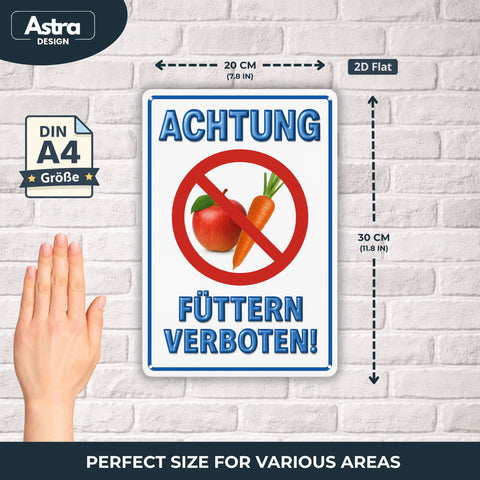 Blechschild 20x30 cm – Achtung Füttern verboten Warnhinweis