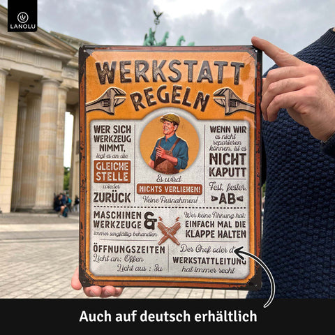 Blechschild Garage Rules