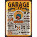 Blechschild Garage Rules