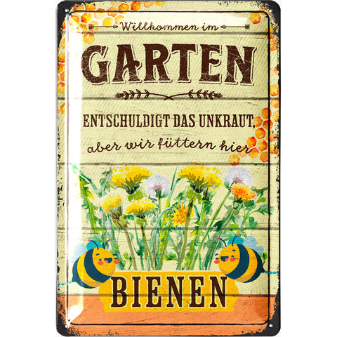Blechschild Garten Bienen