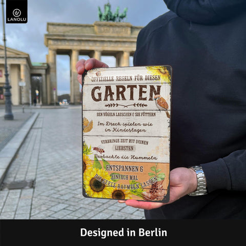 Blechschild Regeln für diesen Garten