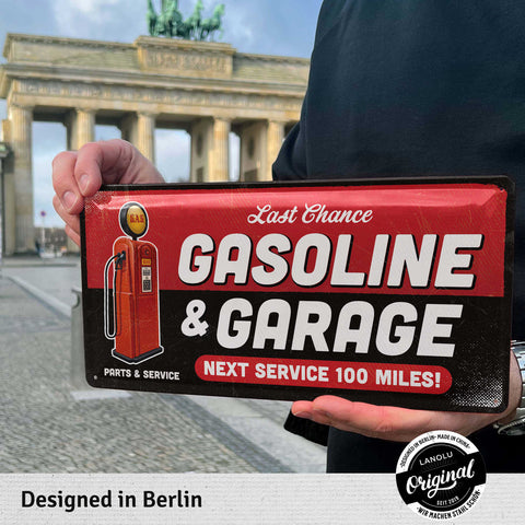 Blechschild Gasoline & Garage