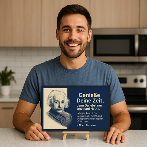 Albert Einstein Genieße deine Zeit Blechschild