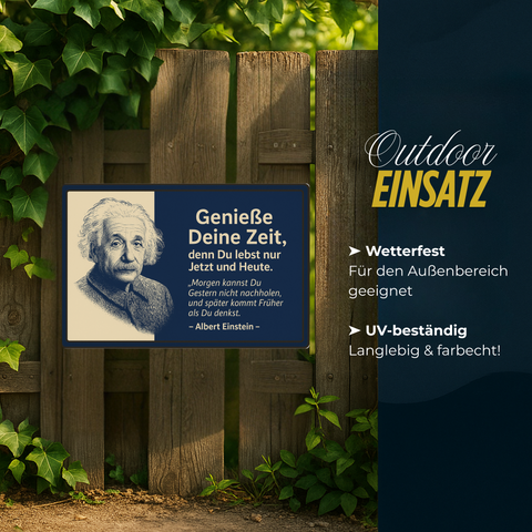 Albert Einstein Genieße deine Zeit Blechschild