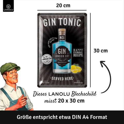 Blechschild Gin Tonic Flasche