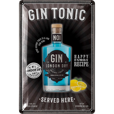 Blechschild Gin Tonic Flasche