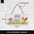 Blechschild Glück Hühner streicheln
