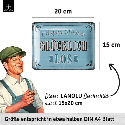 Blechschild Glücklich (türkis)