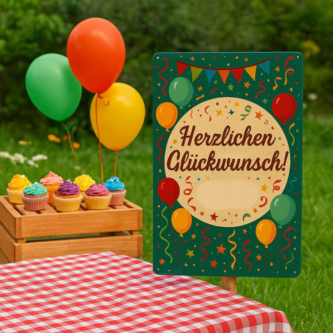 Herzlichen Glückwunsch Blechschild - 20x30cm
