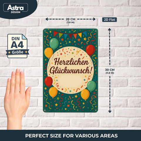 Herzlichen Glückwunsch Blechschild - 20x30cm