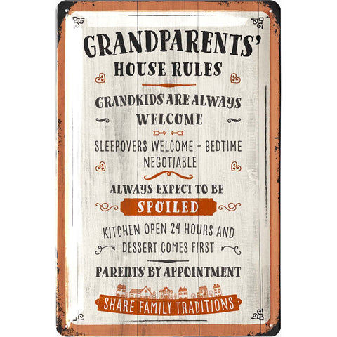 Blechschild Grandparents House Rules