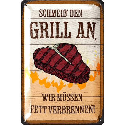 Blechschild Grill An