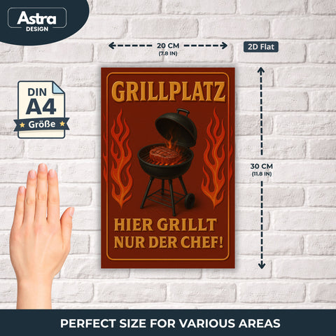 Grillplatz Hier grillt hier nur der Chef Blechschild - 20x30cm