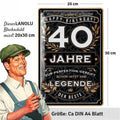 Blechschild Der Beste 40 Jahre 